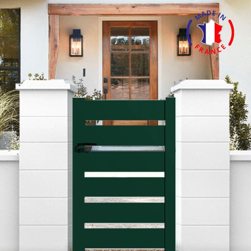 Portillon en kit aluminium sah dimensions L.1000 (entre piliers) x H.1500 mm Couleurs Vert (ral 6005)