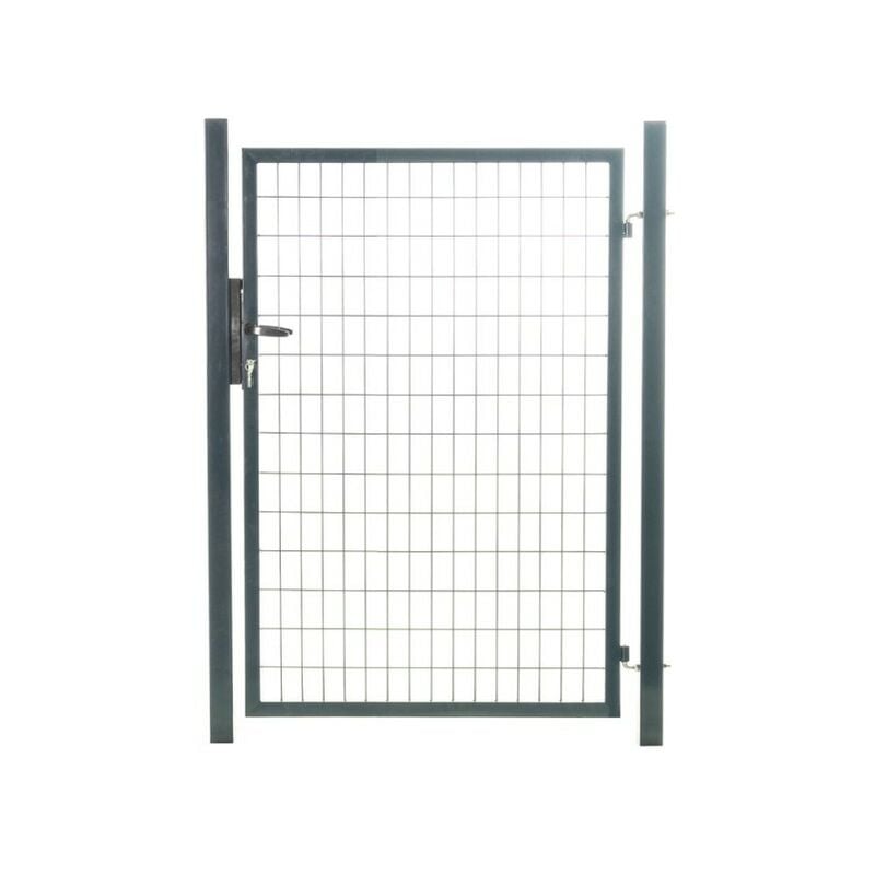 Portillon grillagé en acier galvanisé maille 100 x 50 L 1m x H 2m00 Gris anthracite