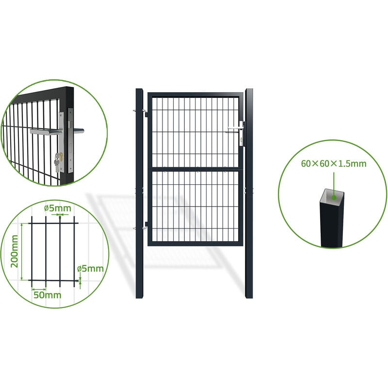 Portillon grillagé 1m razo 100x140cm gris