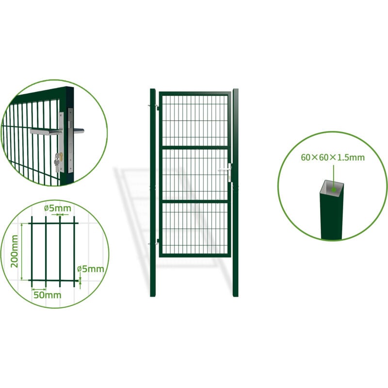 Portillon grillagé 1m razo 100x200cm vert
