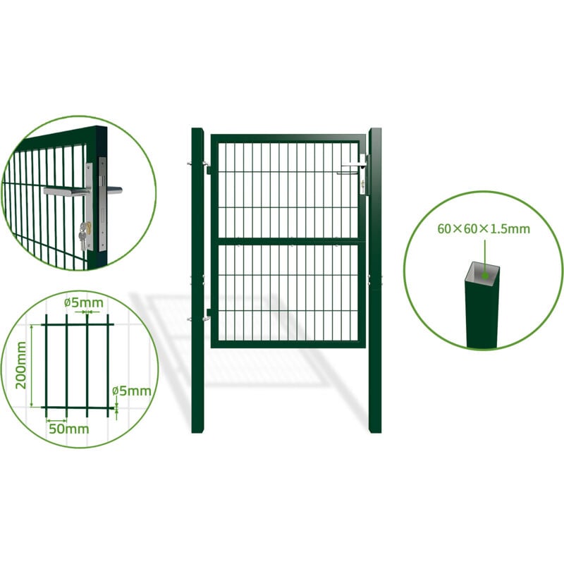 Portillon grillagé 1m Vert razo H.120cm