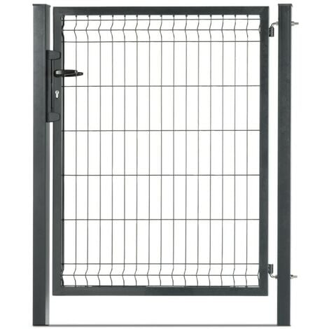 Portillon grillagé en acier galvanisé maille 200 x 50 occultable passage 1m x H 1m30 Gris anthracite