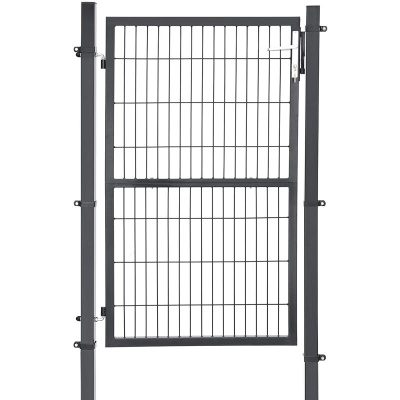 Songmics - Portillon en acier galvanisé, Portail de clôture, Porte de jardin, robuste et durable, avec serrure, poignée et clé de qualité, 150 x 106