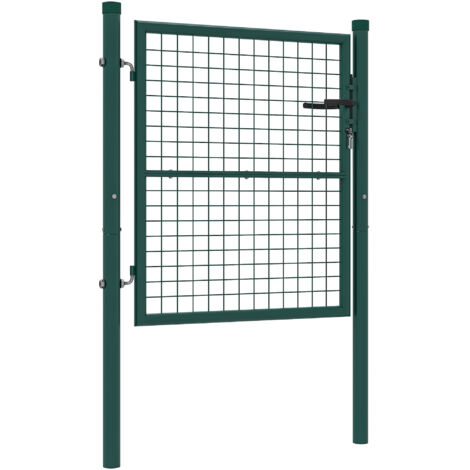 Portillon jardin acier 97x150 cm portail extérieur avec serrure clés poignée vert