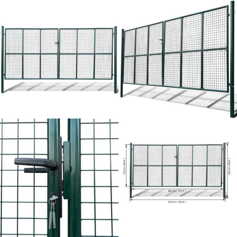 Portillon Maille 415 x 225 cm / 400 x 175 cm - Portail Jardin - Portillon Métal - Clôture Jardin - Barriere Jardin - Porte Extérieure - Home & Living