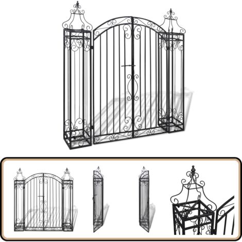 Portillon ornemental de jardin Fer forgé 122 x 20,5 x 134 cm - Portillon De Jardin - Portail Décoratif - Porte D'entrée - Clôture - Fer Forgé