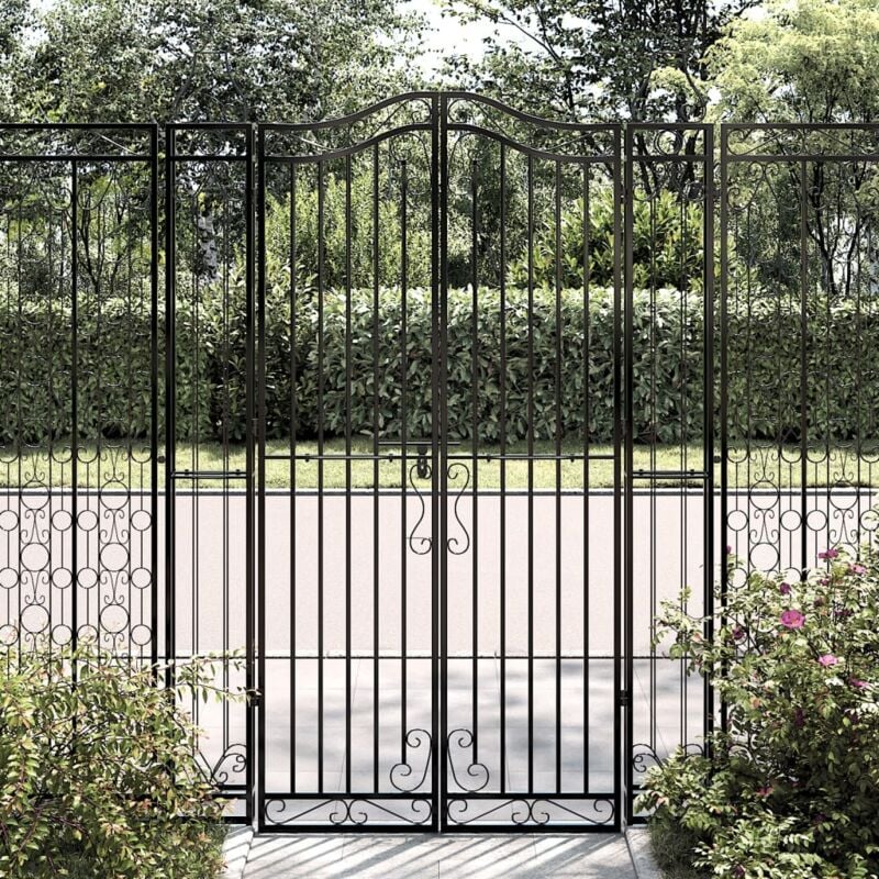 Portail, Porte de jardin, Portillon de jardin noir 121x8x180 cm fer forgé WFE970682 design in