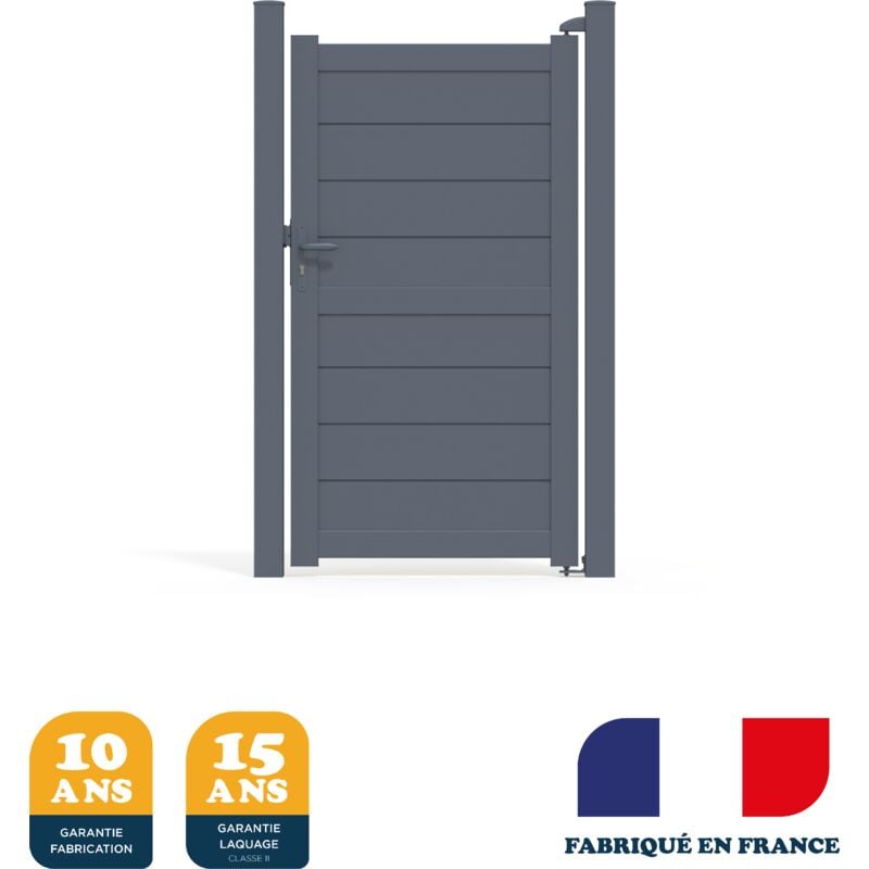 Portillon prêt à poser ily Gris 7016 L106 cm x 177cm en aluminium belty