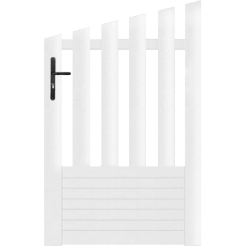 Gefradis - Portillon pvc blanc alençon concave L100 x H145 cm - Poignée à gauche