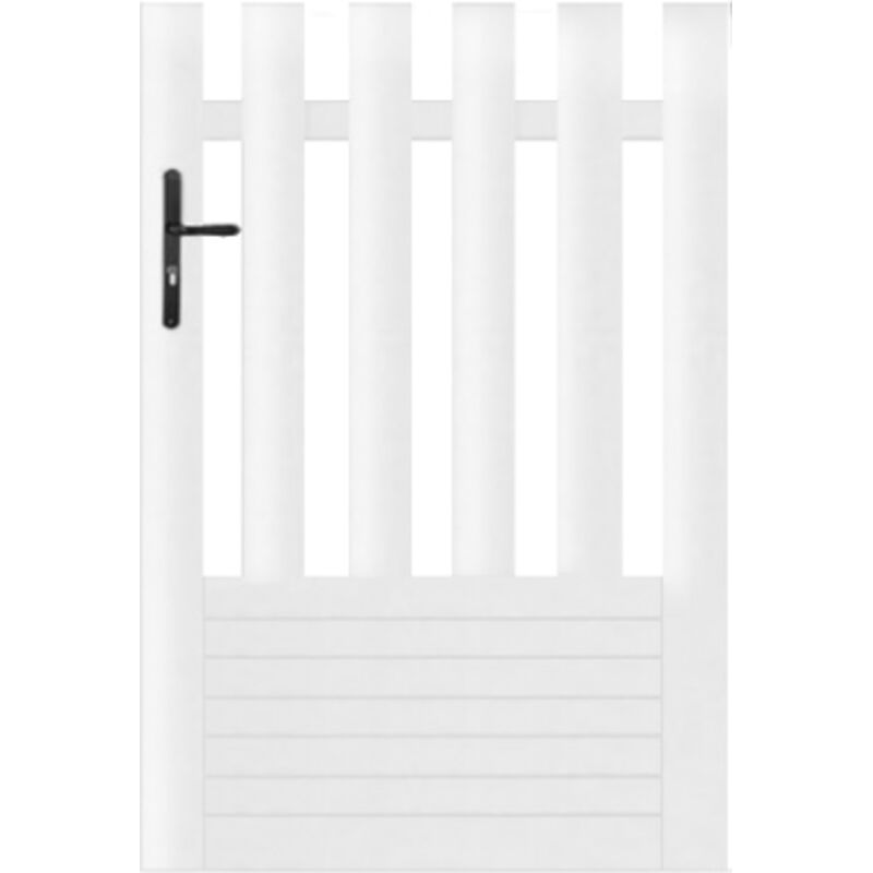 Gefradis - Portillon pvc blanc alençon droit L100 x H145 cm - Poignée à gauche