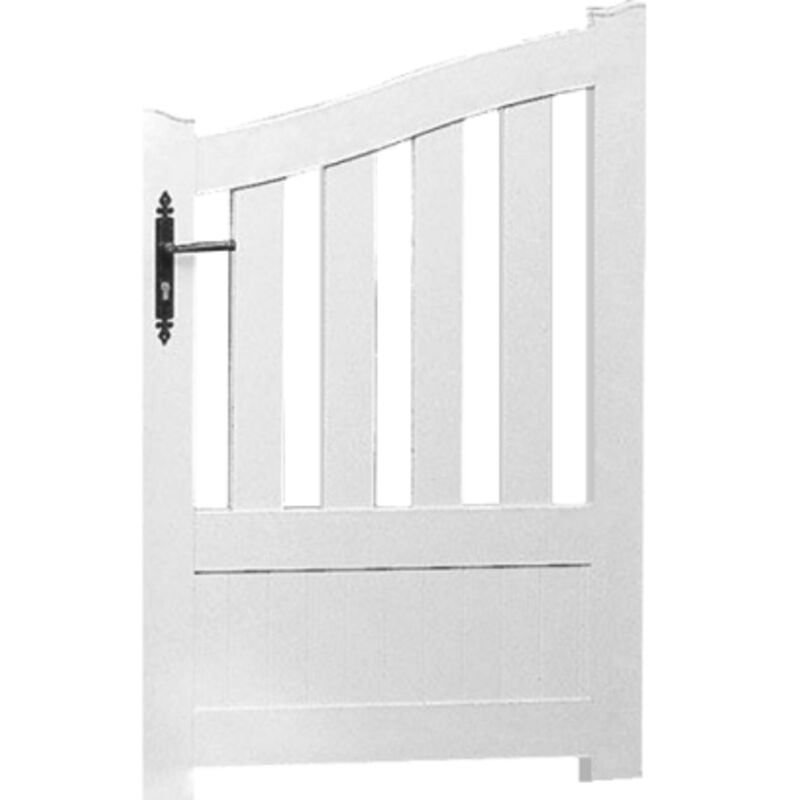 Gefradis - Portillon pvc blanc brest galbé L100 x H146 cm - Poignée à gauche