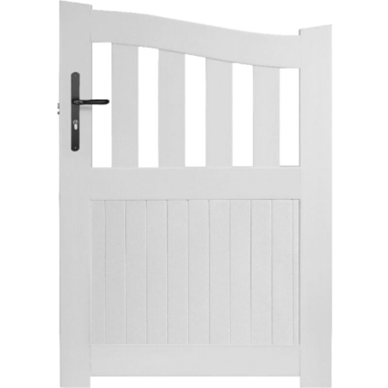 Portillon pvc blanc hambourg galbé L100 x H180 cm - Poignée à gauche