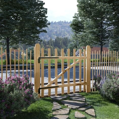 Portillon simple de clôture Bois de noisetier 100 x 90 cm - Beige