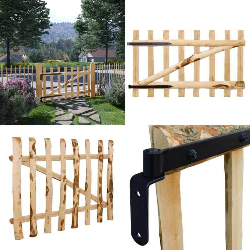 Portillon simple de clôture Bois de noisetier 100x60 cm - Portail Bois - Portail Cloture - Portail Design - Portail Rustique - Portail Extérieur