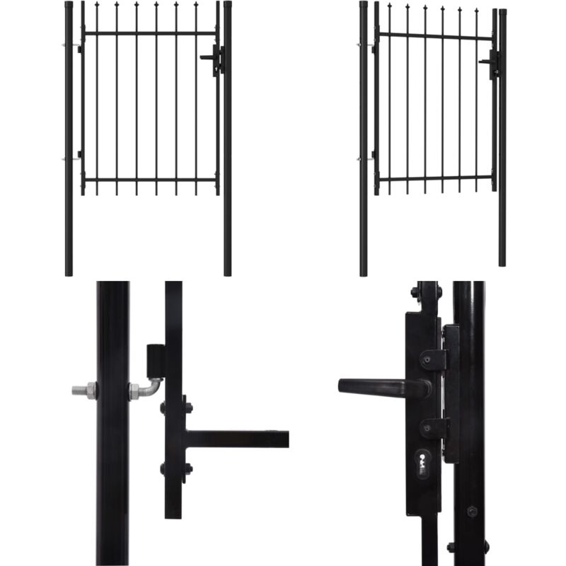 Portillon simple porte avec dessus à pointe Acier 1x1,2 m Noir - portail de clôture - portails de clôture - Home & Living - Noir