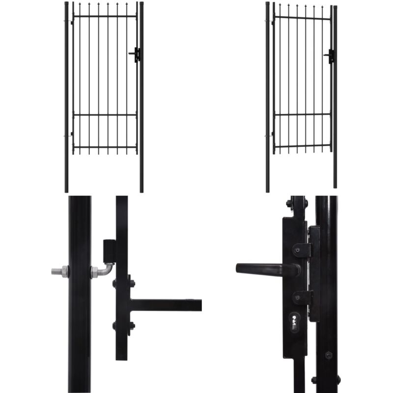 Portillon simple porte avec dessus à pointe Acier 1x2 m Noir - portail de clôture - portails de clôture - Home & Living - Noir
