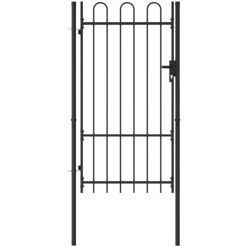 Portillon simple porte avec dessus arqué Acier 1x1,75 m Noir - Vidaxl