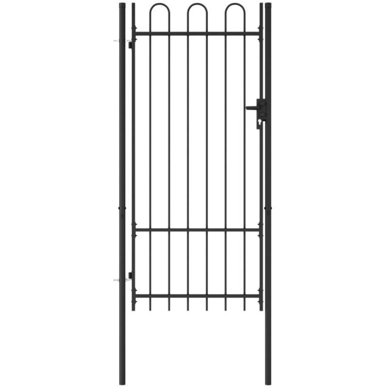 Portillon simple porte avec dessus arqué Acier 1x2 m Noir