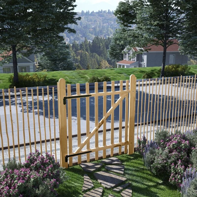 Portillon simple Porte Portillon Portail de jardin Bois de noisetier 100 x 120 cm 36439