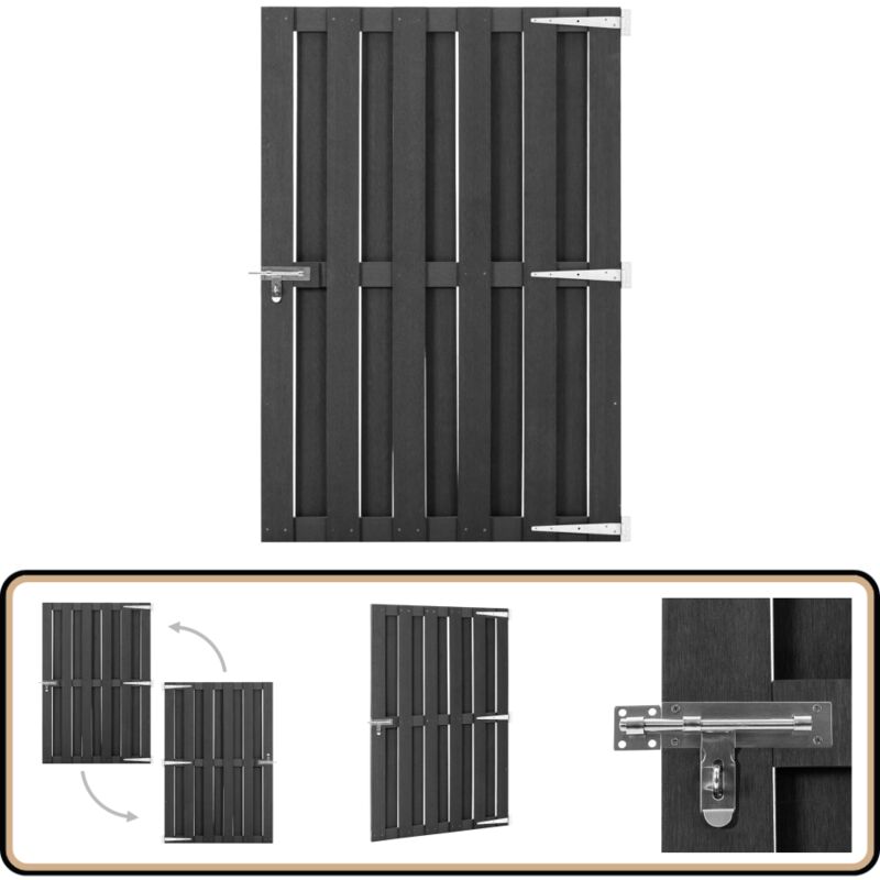 Portillon wpc 100x150 cm Gris - Porte De Jardin - Portillon - Clôture - Barrière - Bois Composite