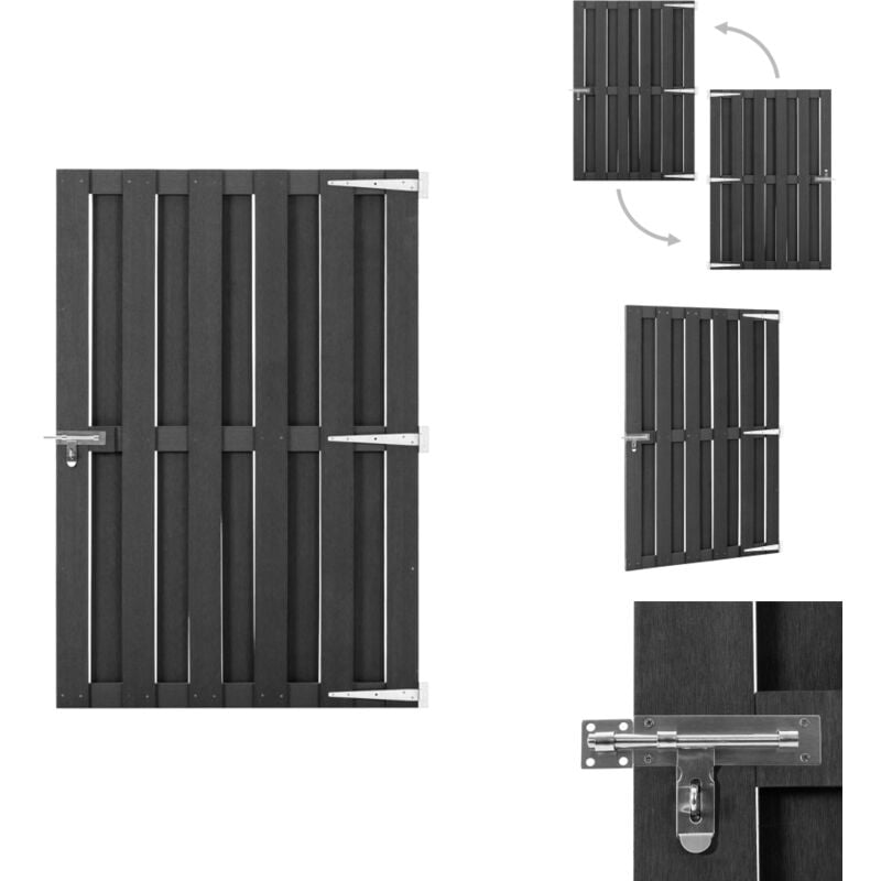 Portillon wpc 100x150 cm Gris - Porte De Jardin - Portillon - Clôture - Barrière - Bois Composite