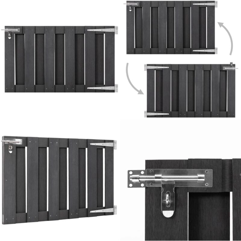 Portillon wpc 100x60 cm Gris - Porte De Jardin - Portillon - Clôture - Barrière - Wpc - Home & Living