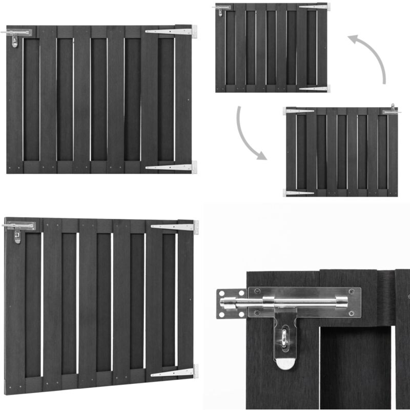 Portillon wpc 100x80 cm Gris - Porte De Jardin - Portillon - Clôture - Barrière - Bois Composite - Home & Living