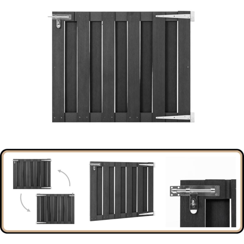 Portillon wpc 100x80 cm Gris - Porte De Jardin - Portillon - Clôture - Barrière - Bois Composite
