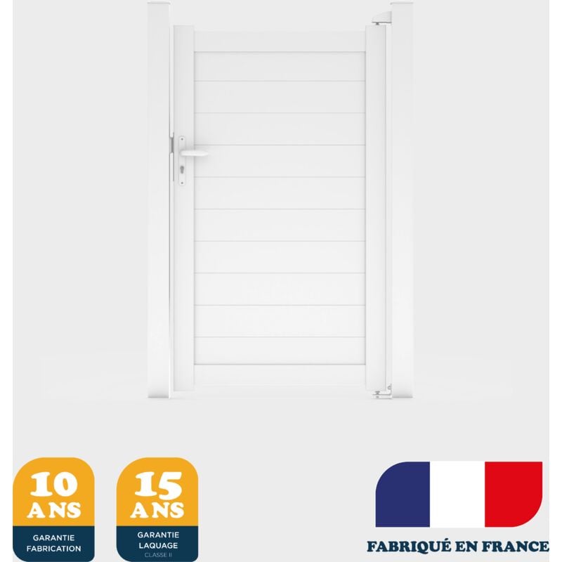 Portillon prêt à la pose yel Blanc 9016 - L104 cm x H172 cm en aluminium belty