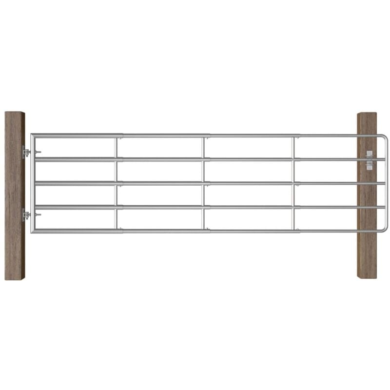 Portillon,Portail de jardin à 5 barres Acier (115-300)x90 cm Argenté CFW69262