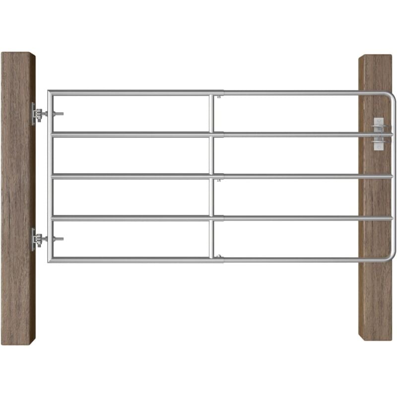 Portillon,Portail de jardin à 5 barres Acier (95-170)x90 cm Argenté CFW21591