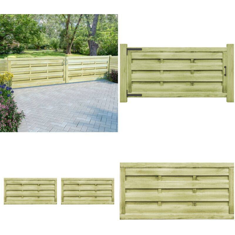 Portillons 2 pcs Bois de pin imprégné 150x75 cm Vert - Portail Bois - Portail Jardin - Porte De Cloture - Clôture Bois - Clôture Jardin - Home &