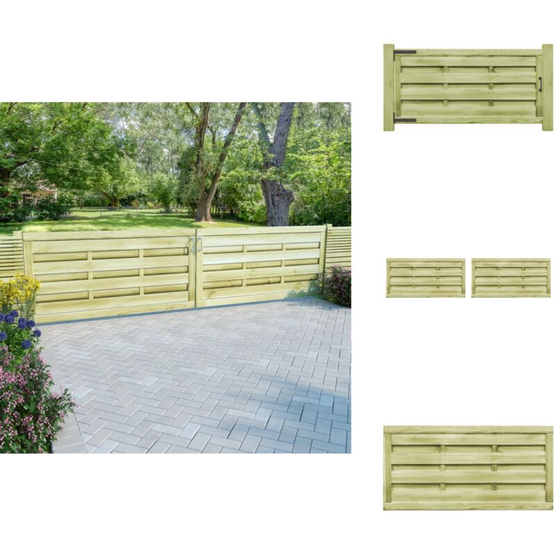 Portillons 2 pcs Bois de pin imprégné 150x75 cm Vert - Portail Bois - Portail Jardin - Porte De Cloture - Clôture Bois - Clôture Jardin