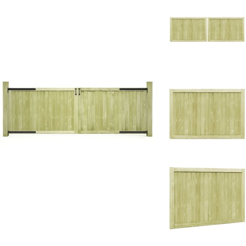 Portillons de jardin 2 pcs Bois de pin imprégné 300x100 cm - Portail Bois - Portillon Jardin - Clôture Bois - Porte D'entrée Bois - Fermeture Jardin