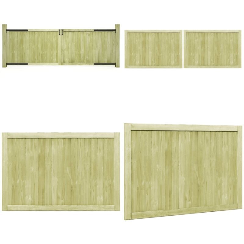 Portillons de jardin 2 pcs Bois de pin imprégné 300x100 cm - Portail Bois - Portillon Jardin - Clôture Bois - Porte D'entrée Bois - Fermeture Jardin