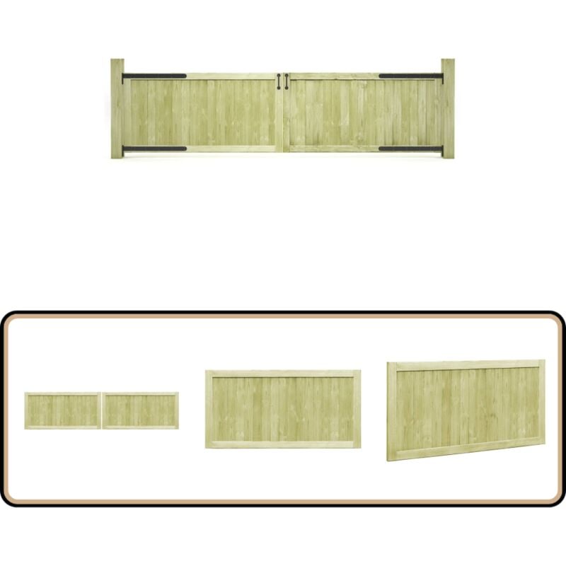 Vidaxl - Portillons de jardin 2 pcs Bois de pin imprégné 300x75 cm - Portail De Jardin - Portillon Bois - Clôture Bois - Entrée Jardin - Porte De