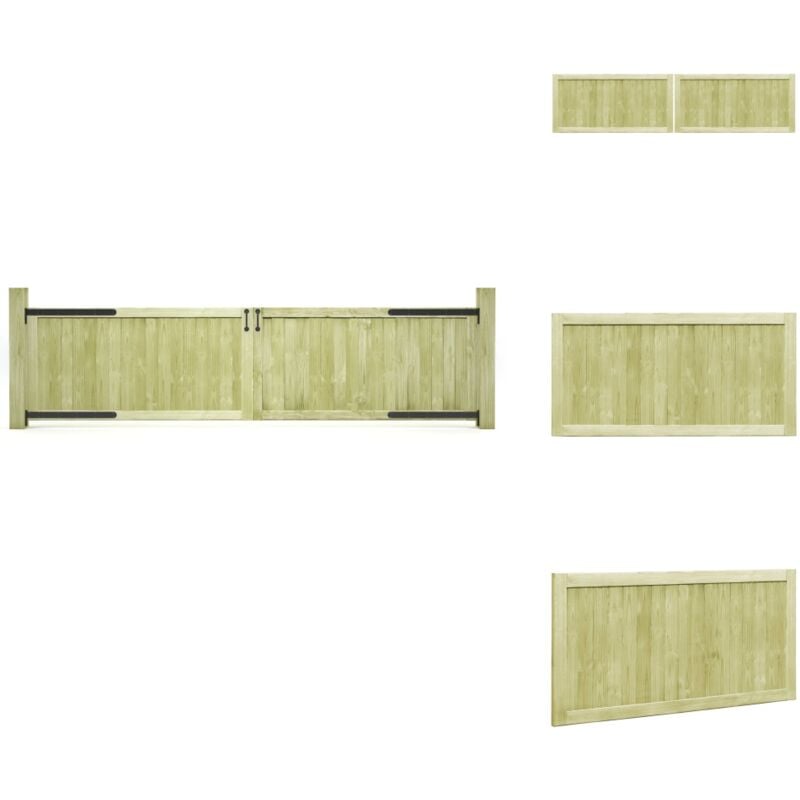 Portillons de jardin 2 pcs Bois de pin imprégné 300x75 cm - Portail De Jardin - Portillon Bois - Clôture Bois - Entrée Jardin - Porte De Jardin