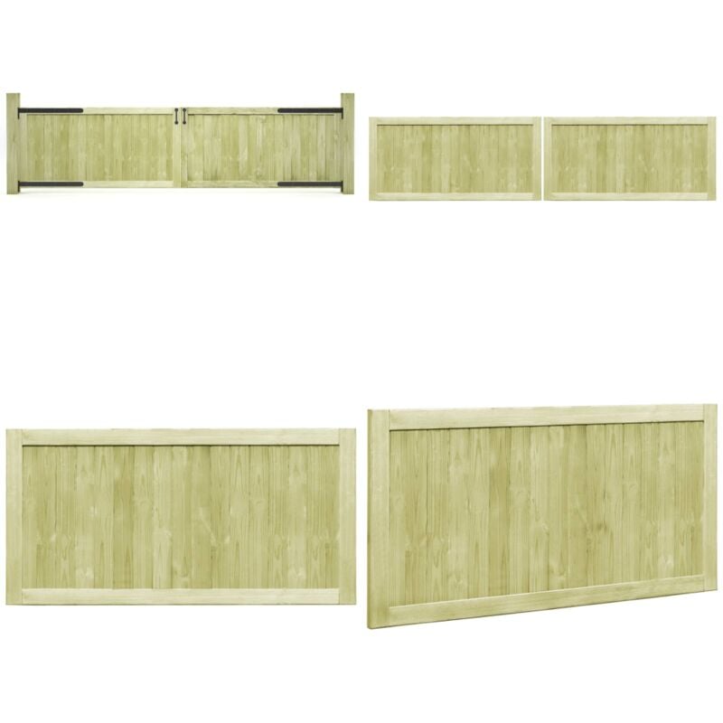 Portillons de jardin 2 pcs Bois de pin imprégné 300x75 cm - Portail De Jardin - Portillon Bois - Clôture Bois - Entrée Jardin - Porte De Jardin