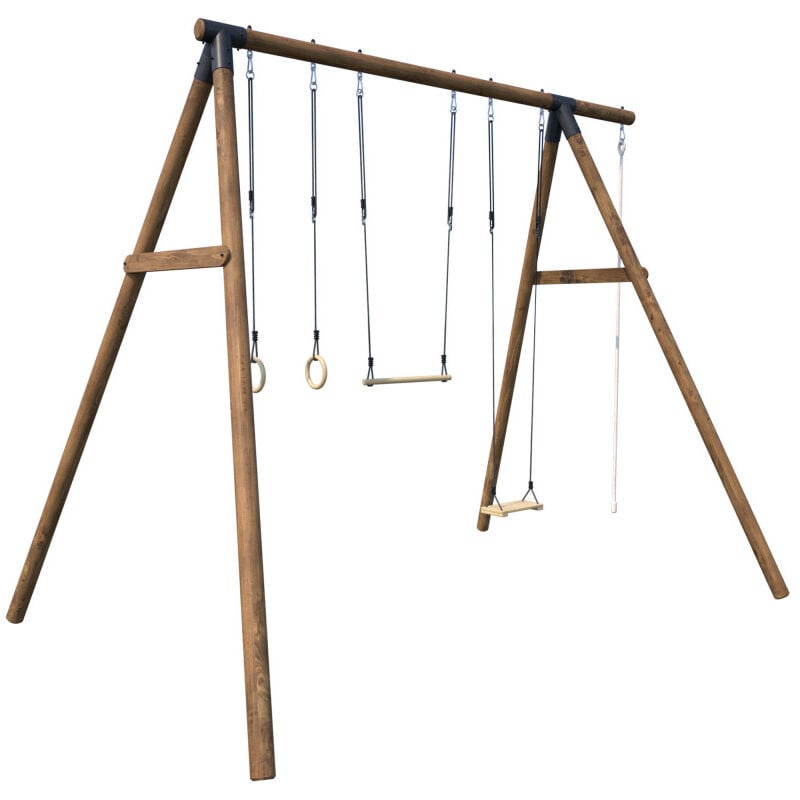 M&s - Balançoire en bois traité 4 agrès Galdar