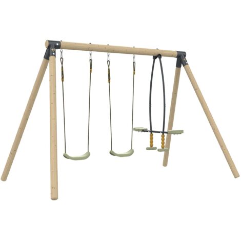 Portique ANÉMONE 2 balançoires - vis-à-vis - kit d'ancrage - bois FSC® h190 cm