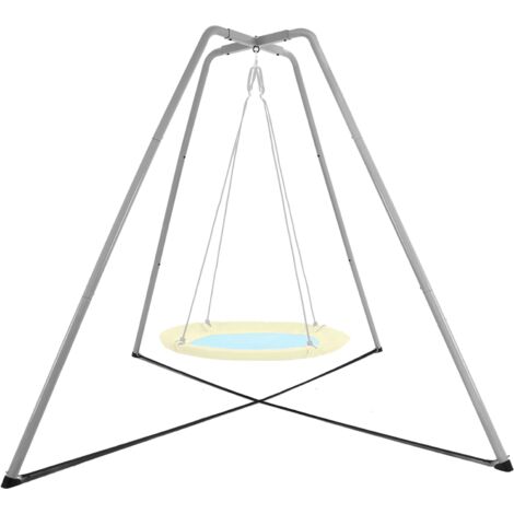 Portique balançoire gris structure seule support jardin sans siège inclus