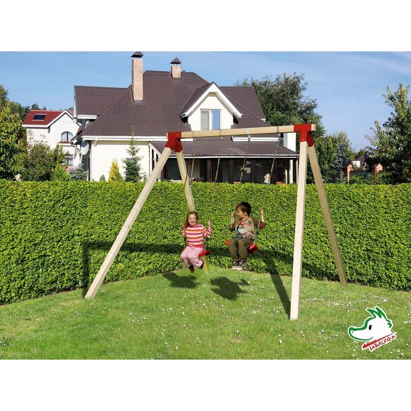 Portique Tabaluga en bois, balançoire double WEKA