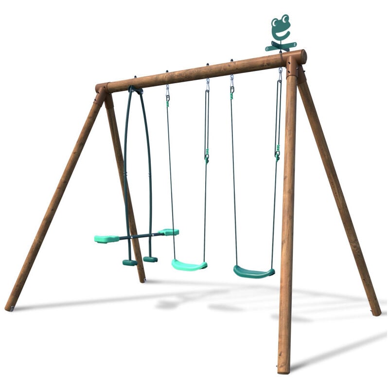 Soulet - Balançoire en bois traité 3 agrès Polo