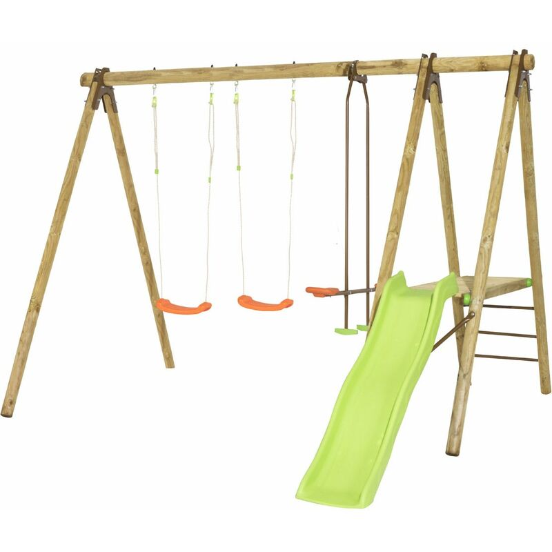 Trigano - Balançoire en bois 2,30 m Artix maili - 6 enfants