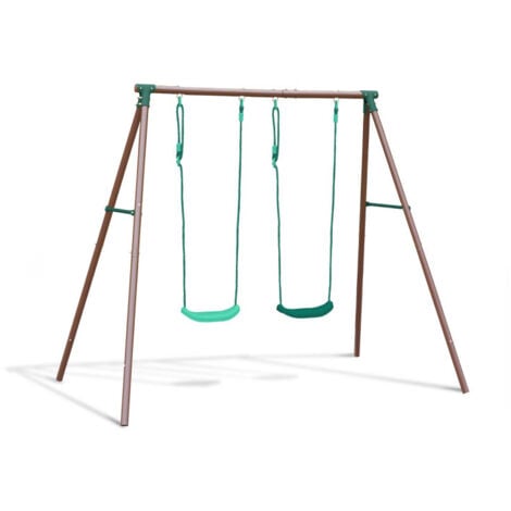 SOULET Portique en métal duo MALO - 2 Balançoires H195 x L217 x l153 cm