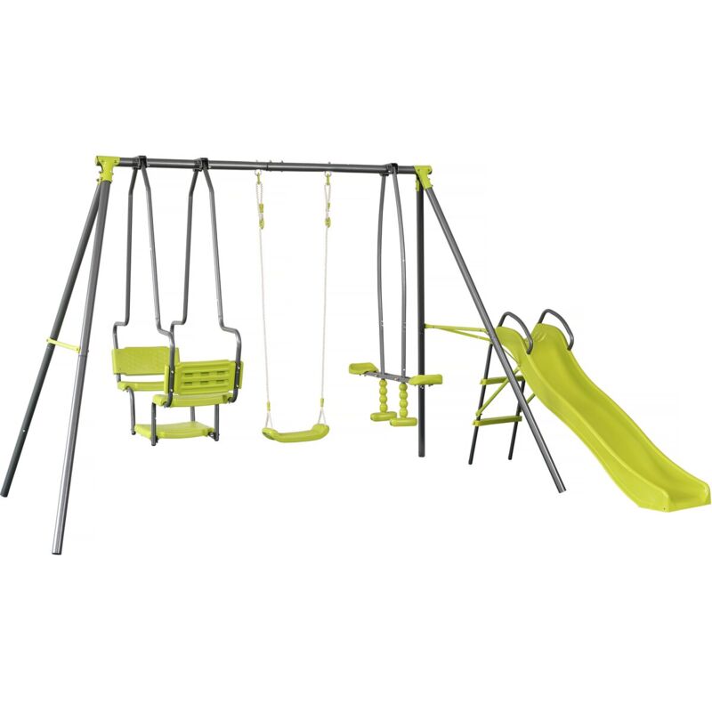 Habitat Et Jardin - Portique en métal 'Ludo ii' avec 4 agrès - 315 x 225 x 195 cm - Vert