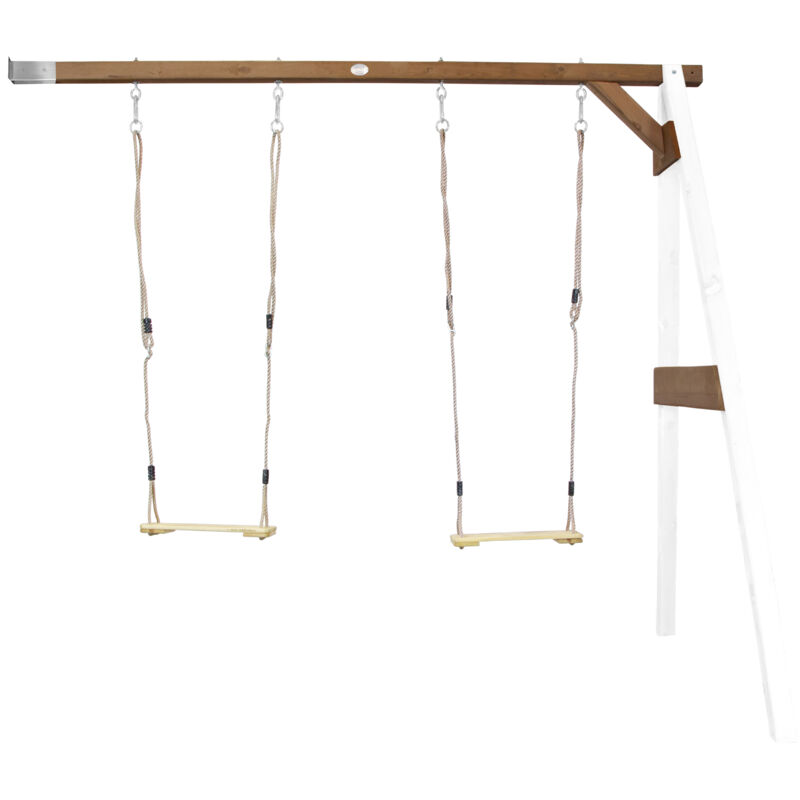 AXI - Portique mural en Bois fsc Blanc / Marron avec 2 Balançoires Enfant Balançoire pour l'extérieur / le jardin 2 agrès