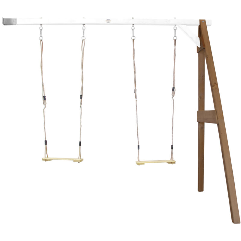 AXI - Portique mural en Bois fsc Marron / Blanc avec 2 Balançoires Enfant Balançoire pour l'extérieur / le jardin 2 agrès