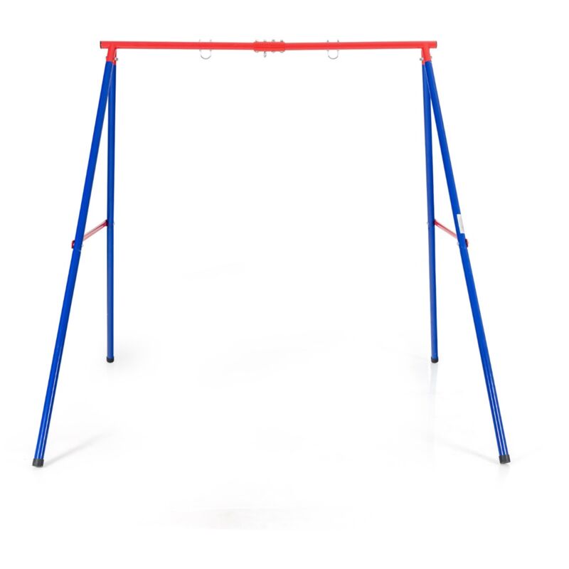 Design In - Portique Métallique Balançoire a Piquets Ancrage 2 Méthodes Fixation Rouge CW50621