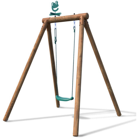 Portique balançoire en bois traité classe IV – 1 agrès – Dimensions L. 1,65 m x P. 1,66 m x H. 1,90 m – Support jusqu'à 50 kg